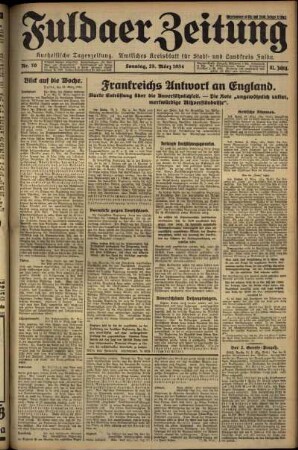 Erste Ausgabe vom Sonntag, den 25. März 1934.