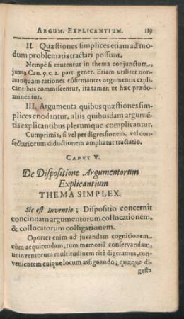 Caput V. De Dispositione Argumentorum Explicantium