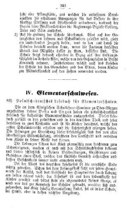 Polnisch-deutsches Lesebuch für Elementarschulen : [IV. Elementarschulwesen]