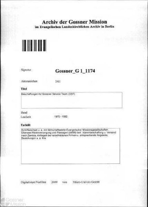 Beschaffungen für Gossner Service Team (GST)