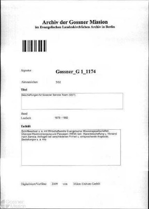 Beschaffungen für Gossner Service Team (GST)