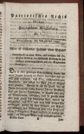 Nr. 1. Magdeburg, den 6ten October 1792