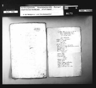 Liste von sektiererischen Büchern, die bei Geistlichen im Weinsberger Bezirk gefunden worden sind.