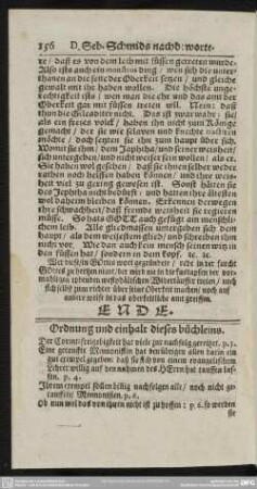 Ordnung und einhalt dieses büchleins