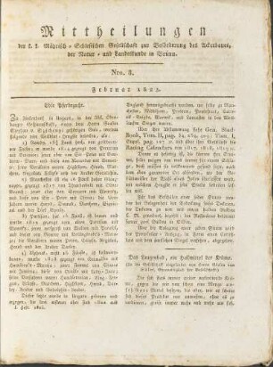 Mittheilungen. Nro. 8. Februar 1823
