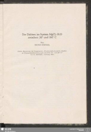 Die Dichte im System MgCl2-H2O zwischen 20° und 160° C