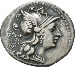 Denar des C. Servilius mit Darstellung der Dioskuren