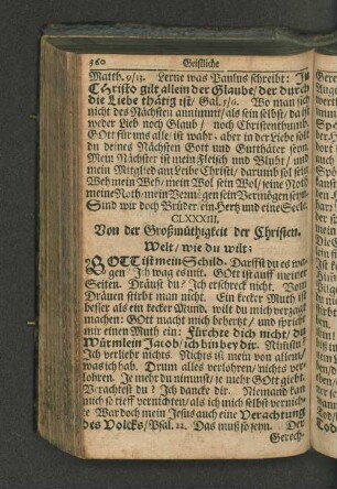 CLXXXIII. Von der Großmüthigkeit der Christen. Welt / wie du wilt;.
