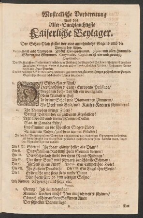 Musicalische Vorbereitung Auff das Aller-Durchlauchtigste Kaiserliche Beylager.