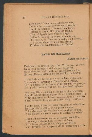 Baile de máscaras : A Manuel Ugarte