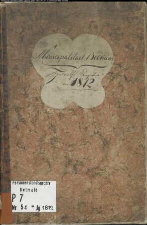 Zivilstandsregister der Munizipalität Beckum mit den Orten Beckum, Dolberg, Sünninghausen, Üntrop, Vellern (H 1812). (Gemeinde: Beckum, Kreis Beckum)