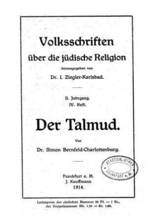 Der Talmud / von Simon Bernfeld