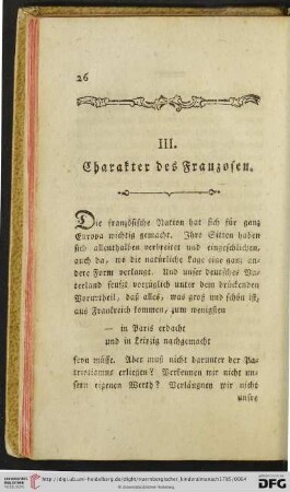 III. Charakter des Franzosen