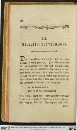 III. Charakter des Franzosen