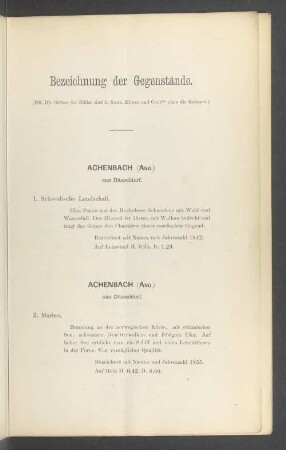 Bezeichnung der Gegenstände