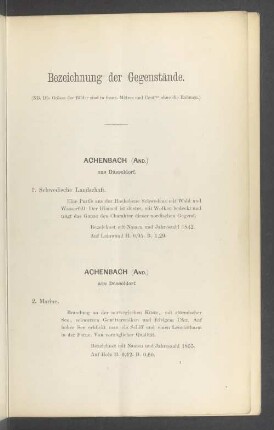 Bezeichnung der Gegenstände