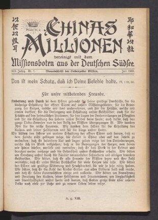 XIX. Jahrg. Nr. 7. Juli 1918