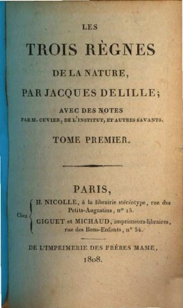 Les trois règnes de la nature, 1