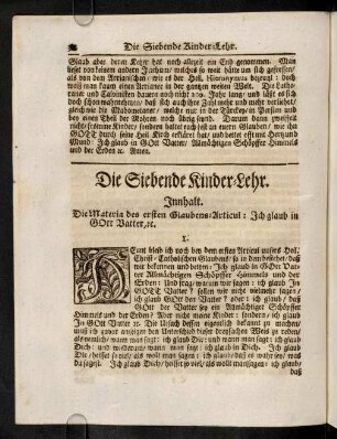 38-43, Die Siebende Kinder-Lehr