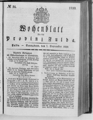 No. 36, Ausgabe vom 7. September 1839