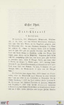 Erster Theil: Orts=Chronik