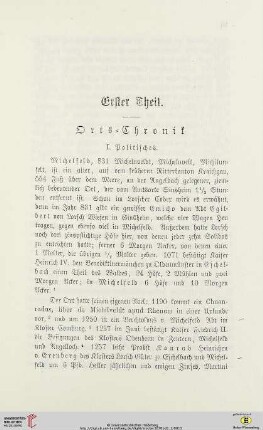 Erster Theil: Orts=Chronik