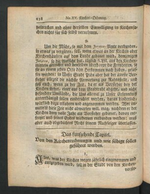 Das funfzehende Capitel. Von den Kirchenrechnungen und wie selbige sollen geführet werden