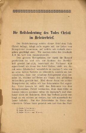 Die Heilsbedeutung des Todes Christi im Hebräerbrief