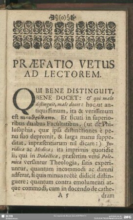 Praefatio Vetus Ad Lectorem