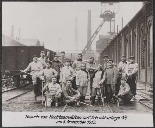 Besuch von Rechtsanwälten auf Schachtanlage 3/7 der Gewerkschaft Deutscher Kaiser am 8. November 1913
