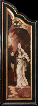Triptychon mit der Kreuzigung Christi, Heiligen und Stifterfamilie. Rechter Außenflügel: Heilige Elisabeth
