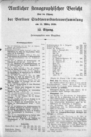 Sitzung 12, 11. März 1926