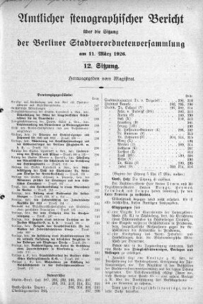 Sitzung 12, 11. März 1926