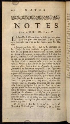 146-147, Notes sur l'ODE IX. Liv. V.