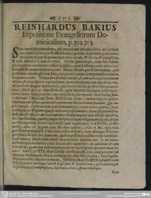Reinhardus Bakius Expositione Evangeliorum Dominicalium