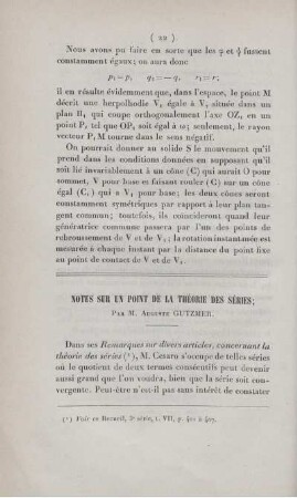 Notes sur un point de la théorie des séries.