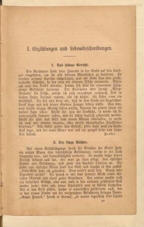 I. Erzählungen und Lebensbeschreibungen