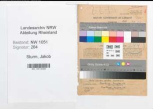 Entnazifizierung Jakob Sturm , geb. 10.09.1881 (Lehrer)