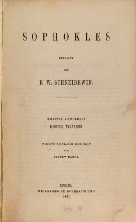 Tragoediae : Erklaert von F. W. Schneidewin, 2
