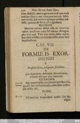 Cap. VII. De Formulis Exordiendi à Persona Eius, ad quem scribitur.