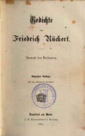 Gedichte : Auswahl des Verfassers
