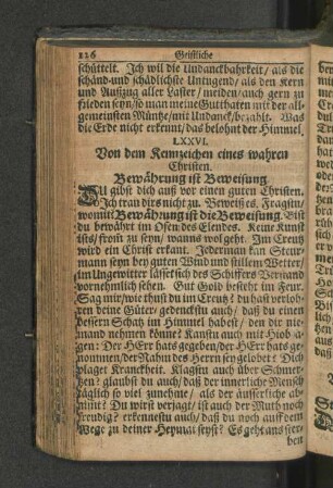 LXXVI. Von dem Kennzeichen eines wahren Christen. Bewährung ist Beweisung.