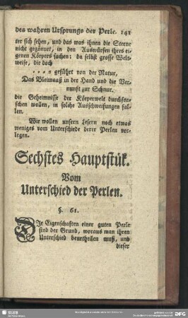 Sechstes Hauptstük Vom Unterschied der Perlen