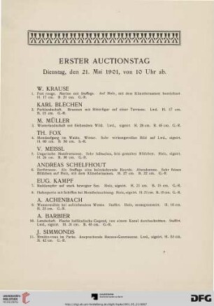 Erster Auctionstag (Nr. 1-142)