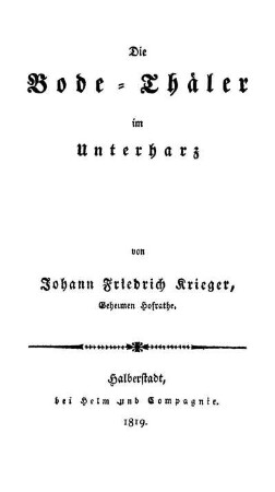 Die Bode-Thäler im Unterharz