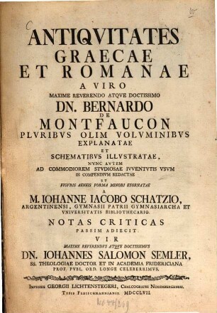 Antiquitates Graecae Et Romanae