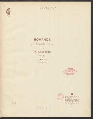 Romance pour violoncelle et piano op. 36