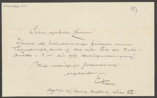 Brief an B. Schott's Söhne : 15.07.1896