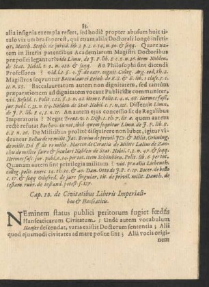 Cap. 12. de Civitatibus Liberis Imperialibus et Hanseaticis.