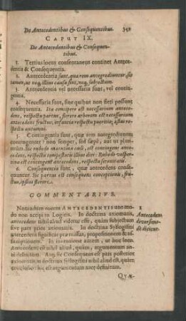 Caput IX. De Antecedentibus [et] Consequentibus.